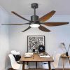 6 Blades Tropical Art Ceiling Fan-Lights + Remote - 30+24W - 660*275*267mm - Black/Dark Wood