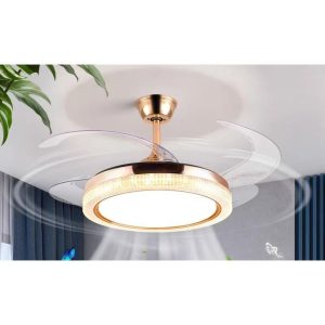 Luxury Bluetooth LED Ceiling Fanlight + Remote Control - 72W - 42 Inches - Gold
