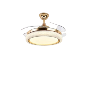 Retractable LED Ceiling Fanlight With Remote Control - Golden Color