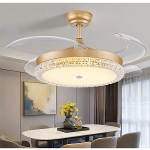 Fashionable Retractable Fan Light - 42 inches - Gold
