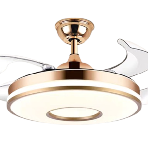 Smart Retractable Golden Crystal Fanlight + Remote Control - 72W - 42 inches - Gold & White