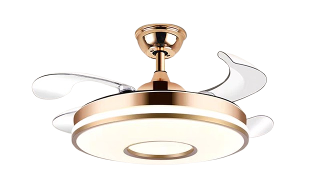 Smart Retractable Golden Crystal Fanlight + Remote Control - 72W - 42 inches - Gold & White