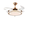 Smart Bluetooth Retractable Golden Crystal Fanlight + Remote Control - 72W - Gold & White