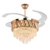 Bluetooth Luxury Crystal Ceiling Fan Light + Remote control - 72W - 48 inches - Gold + Free Gift