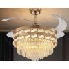 SUMMER WIND Luxury Crystal Retractable Ceiling Fan Light + Remote control - 72W - 48 inches - Gold